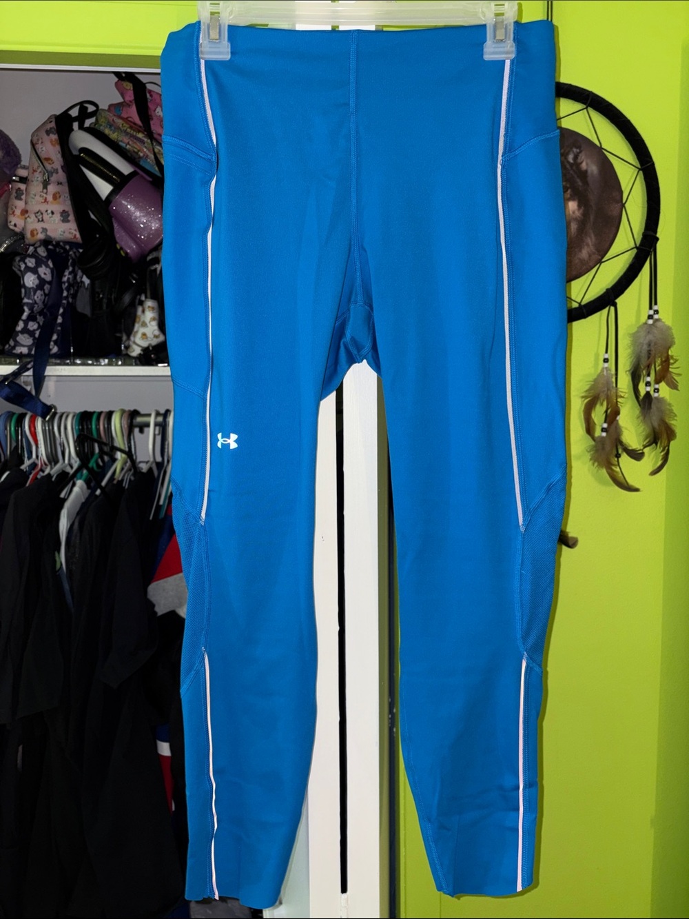 Under Armour Bright Blue Athletic Leggings with Contrast Piping L
